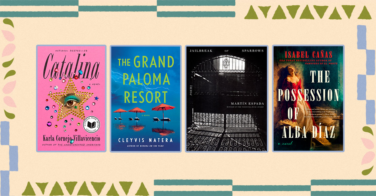 Four book covers; Catalina, The Grand Paloma Resort, Jailbreak of Sparrows, The Possession of Alba Diaz