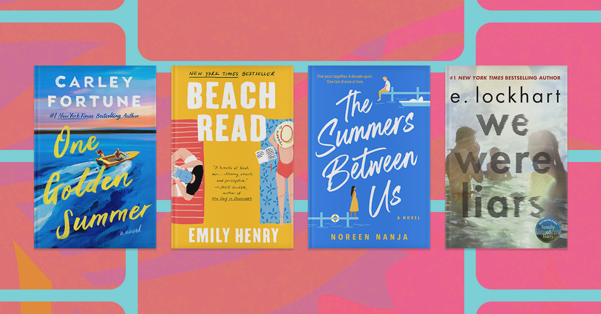 Four book covers; One Golden Summer, Beach Read, The Summers Between Us, We Were Liars